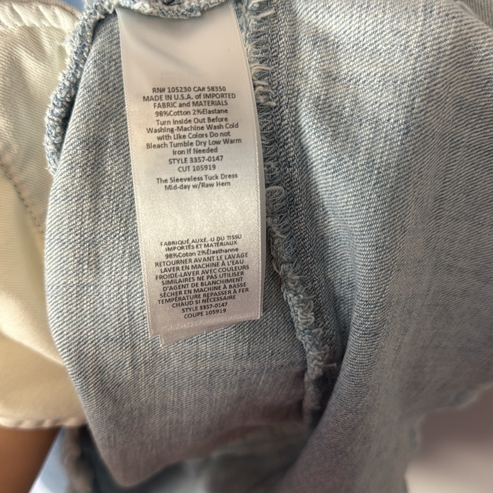 Current/Elliott Blue Denim Sleeveless V-neck Tuck Dress with Pockets Size 2 - Picture 9 of 9